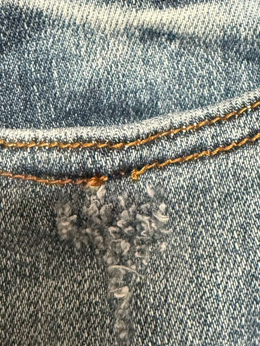 High-Rise Button-Fly Distressed Women’s Jeans - Blue - Picture 3 of 3